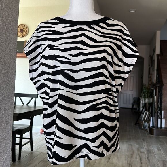NWT Loft Zebra Print Tee Short Sleeve S Cotton Animal Print Retro Safaris - Picture 6 of 16